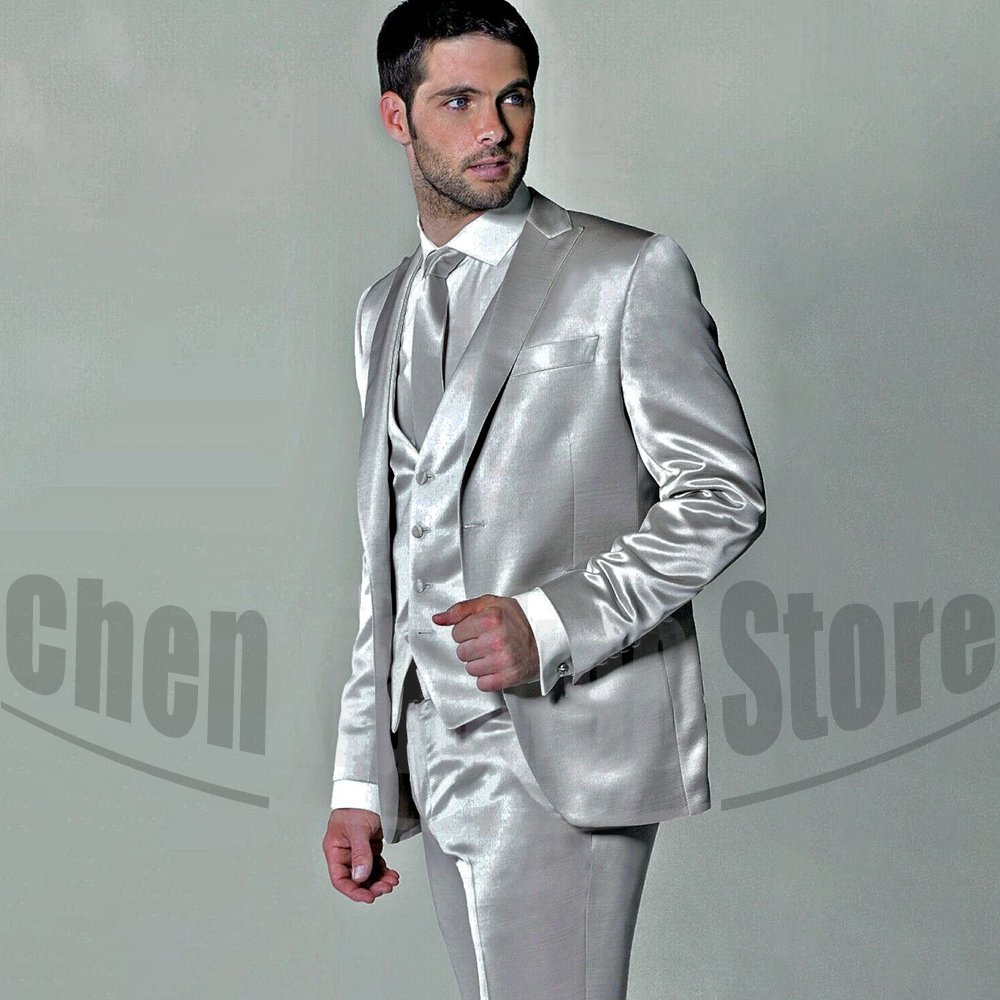Men'S Formal Evening Wear - Men's Satin Three Piece Suit Set