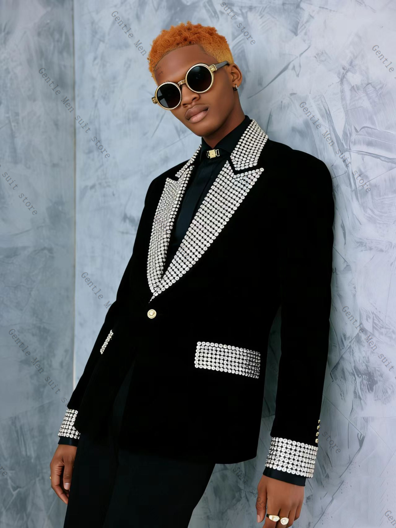 Men Formal Wear With Coat - Velvet Men Suit Set 2 Pcs