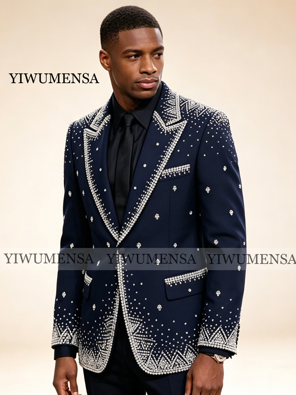 Men Formal Wear With Blazer - Brilliant Rhinestone Men Suit 2 Pieces