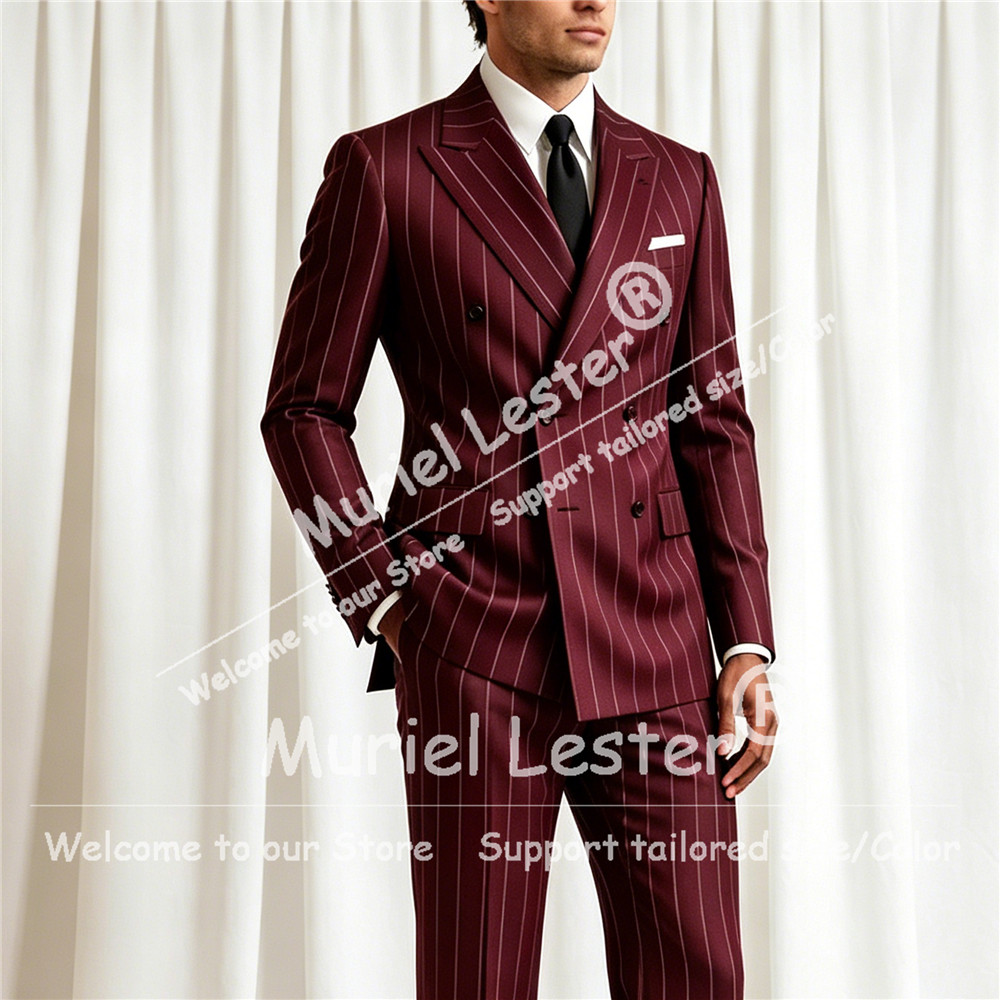 Men Formal Wear With Blazer - Elegant Stripes Suit Men 2 Piece