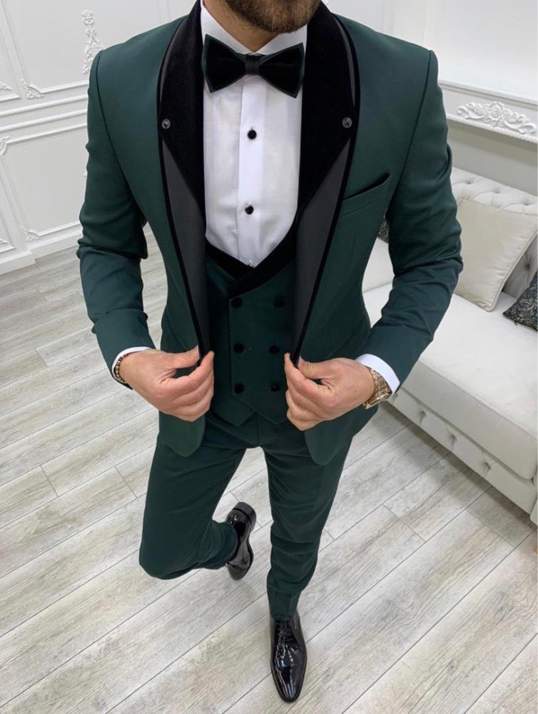 Men Formal Wear Green - Green Men's Suits Slim Fit 3