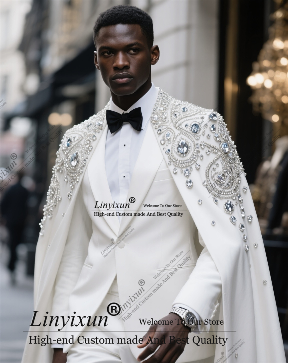 Men Formal Wear With Blazer - High-end Fashion Diamond Men Suit Beaded
