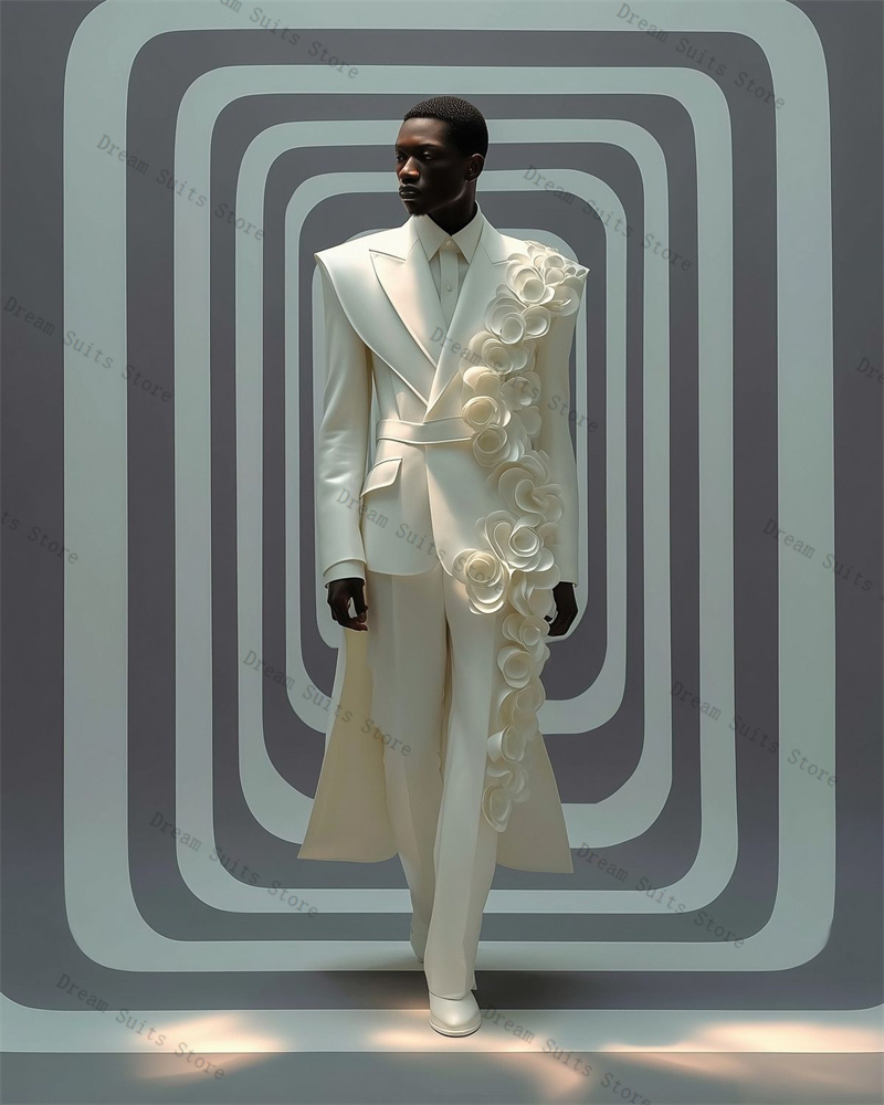 White Hi-Lo Men Suit Set 2 Pie - Men Formal Wear With Coat ulasan dan harga