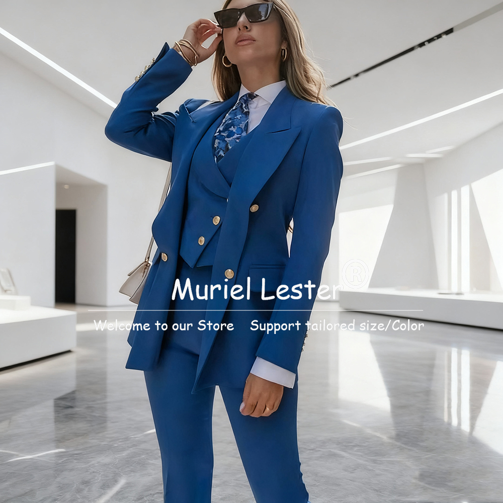 Elegant Blue Women's Suits Dou - Slim Fit Suit Set ulasan dan harga