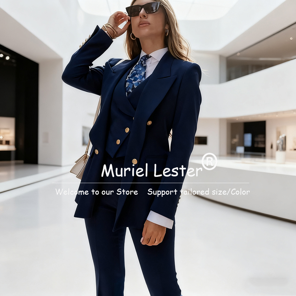Elegant Blue Women's Suits Dou - Slim Fit Suit Set ulasan dan harga