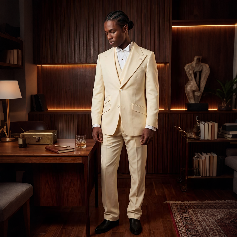 Formal Men's Cream 3Piece Suit - Men'S Formal Evening Wear ulasan dan harga