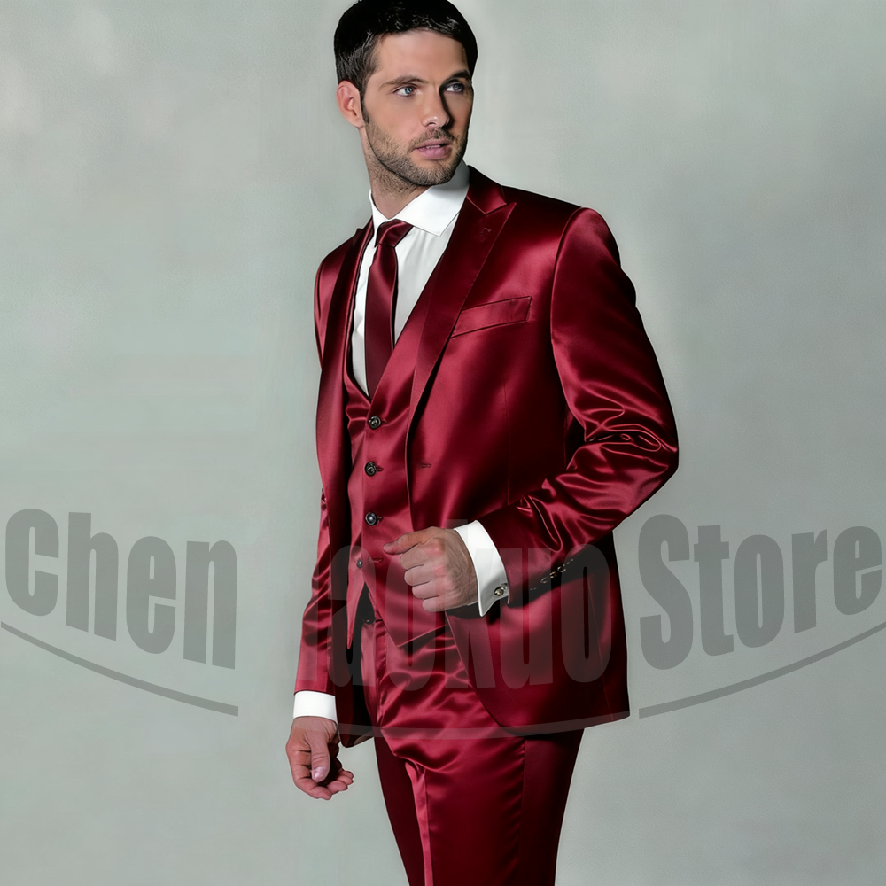 Men's Satin Three Piece Suit S - Men'S Formal Evening Wear ulasan dan harga