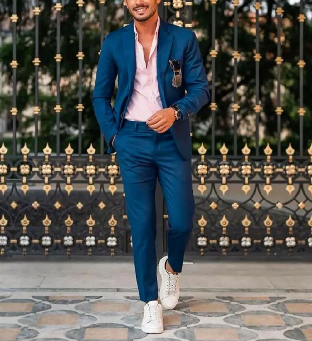Blue/Green/Champagne Notch Lap - Men Formal Wear Green ulasan dan harga