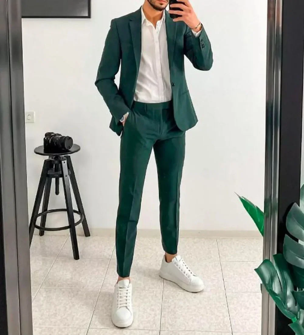 Blue/Green/Champagne Notch Lap - Men Formal Wear Green ulasan dan harga