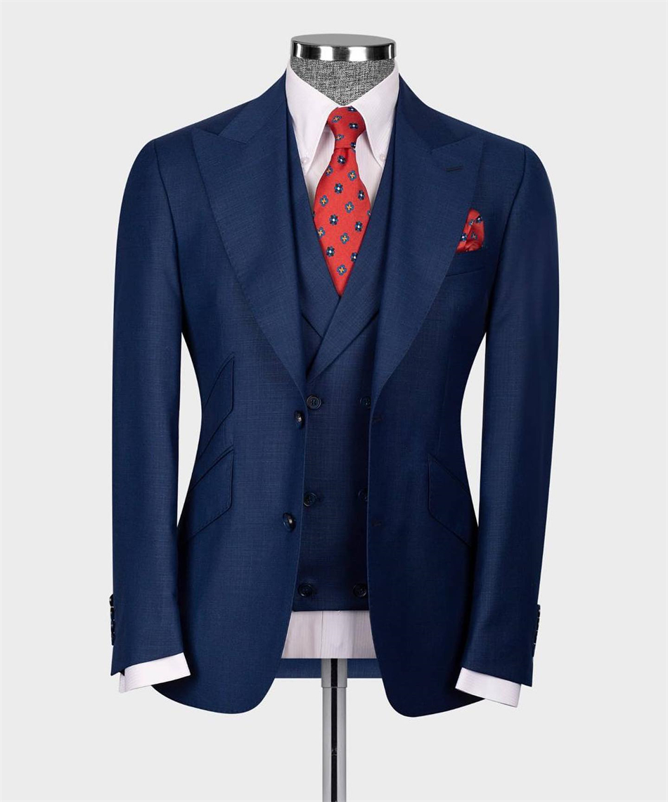 Elegant Navy Blue Classic Wedd - Men Formal Wear With Blazer ulasan dan harga