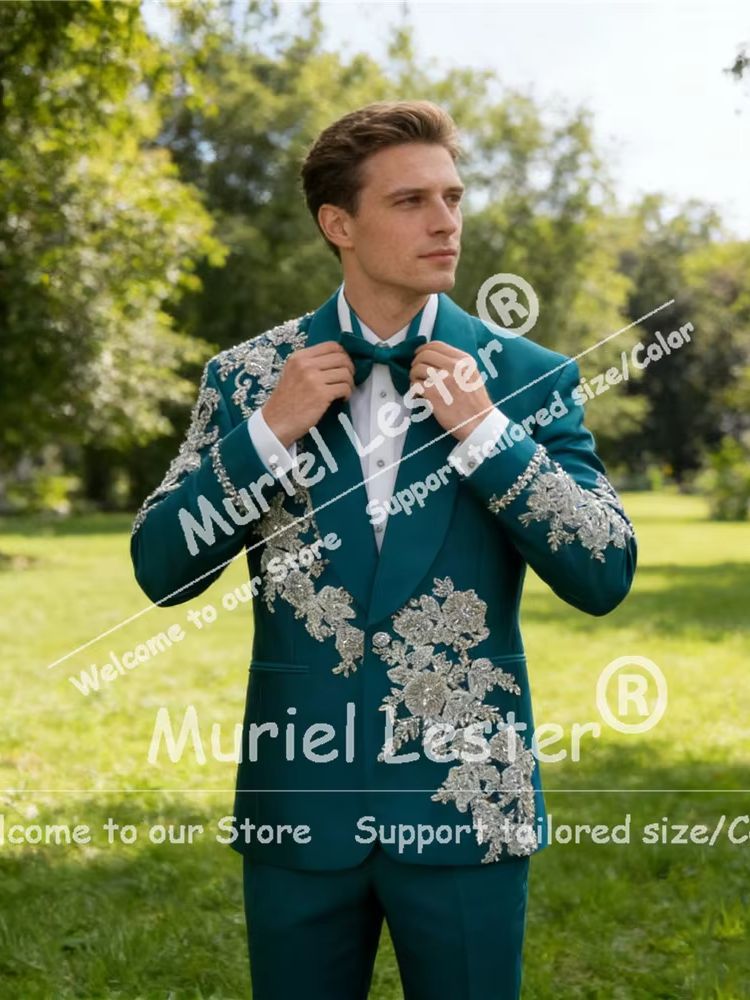 Exclusive Green Suit Men Beade - Men Formal Wear Green ulasan dan harga