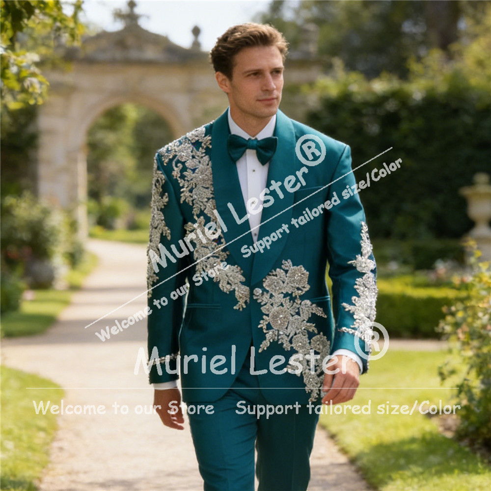 Exclusive Green Suit Men Beade - Men Formal Wear Green ulasan dan harga