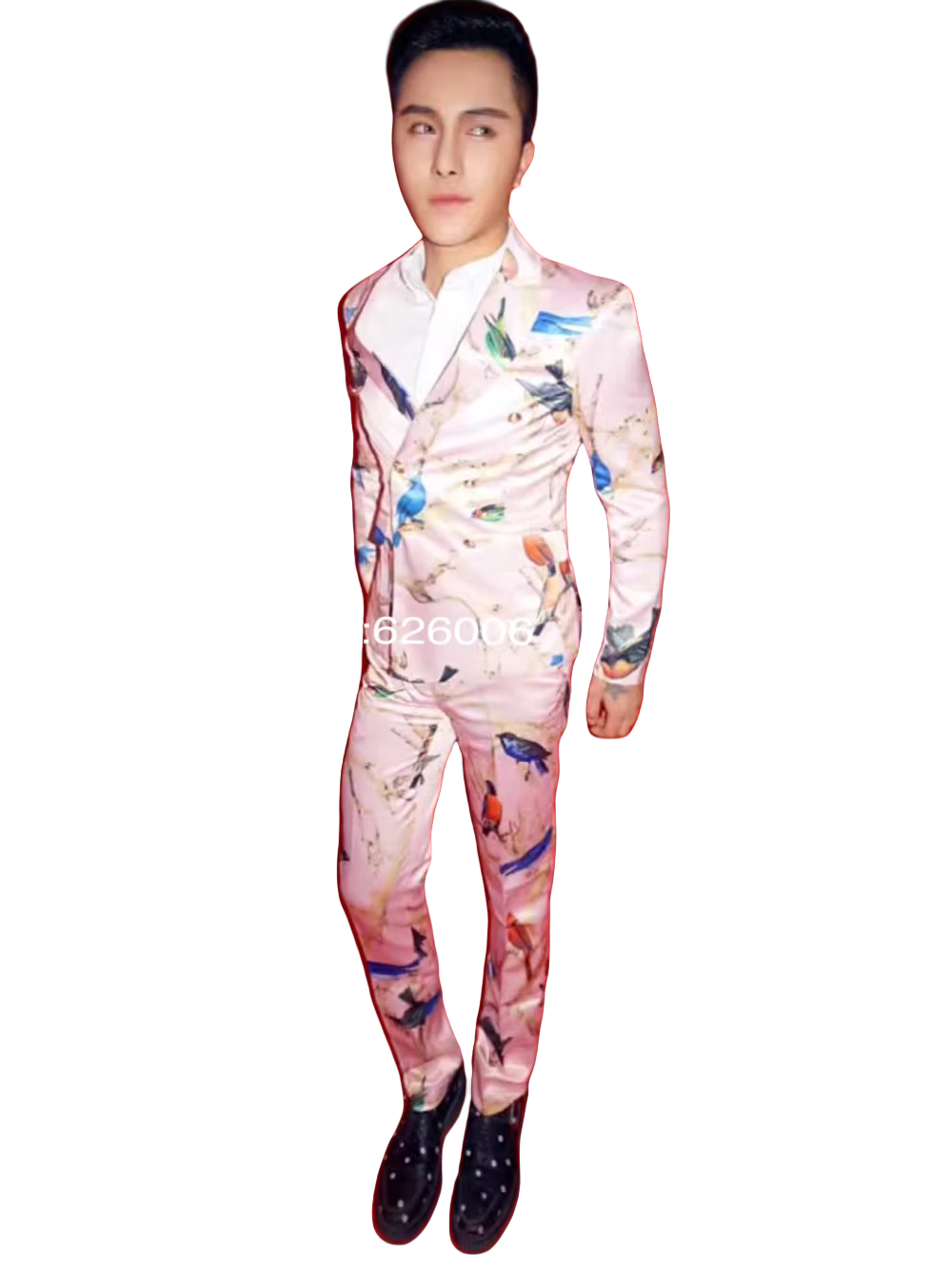 Men's Fashion Flower Pink Bird - Men Formal Party Wear Dress ulasan dan harga