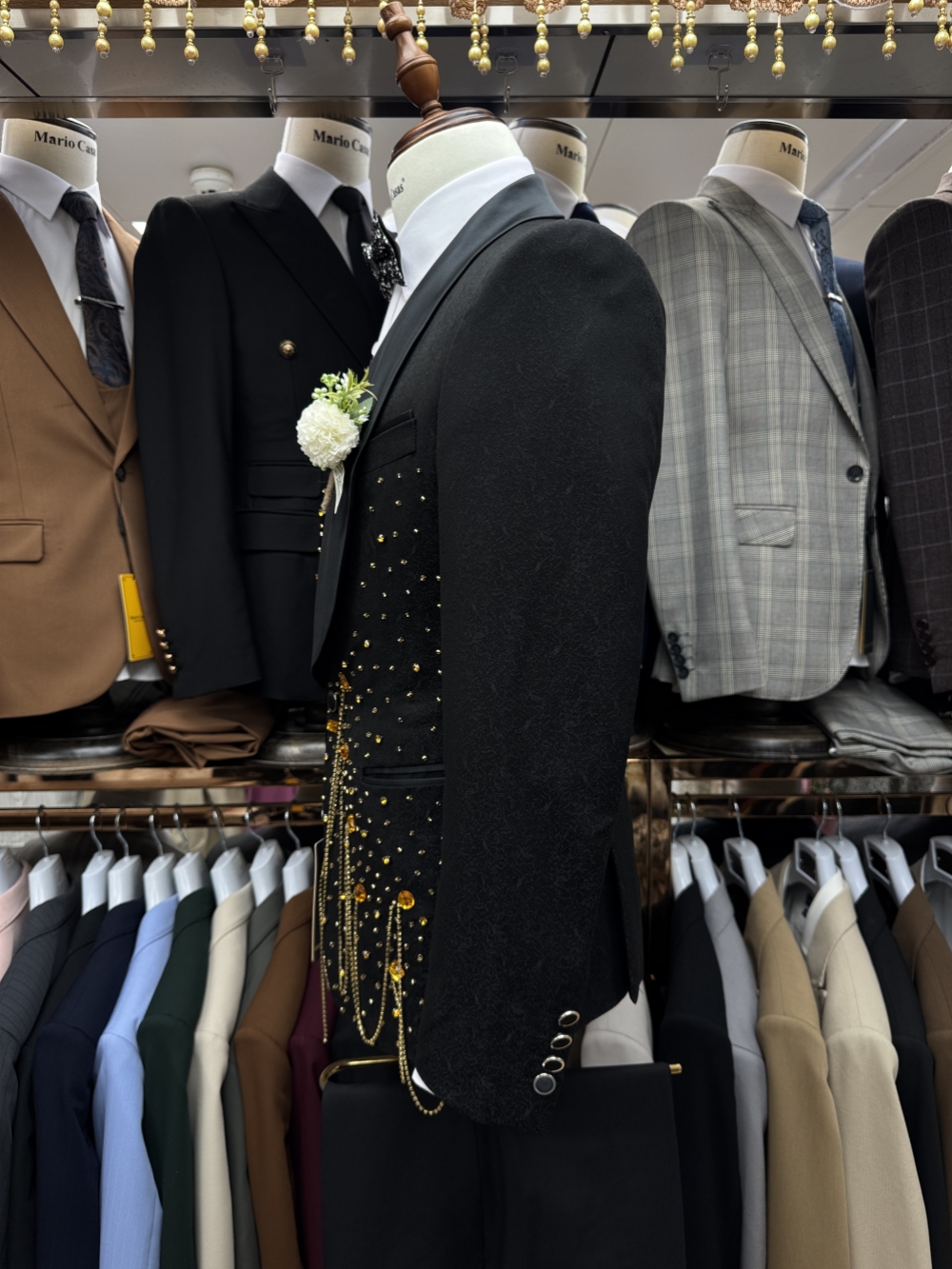 New Golden Beaded Tassel Suit  - Men Formal Wear With Blazer ulasan dan harga