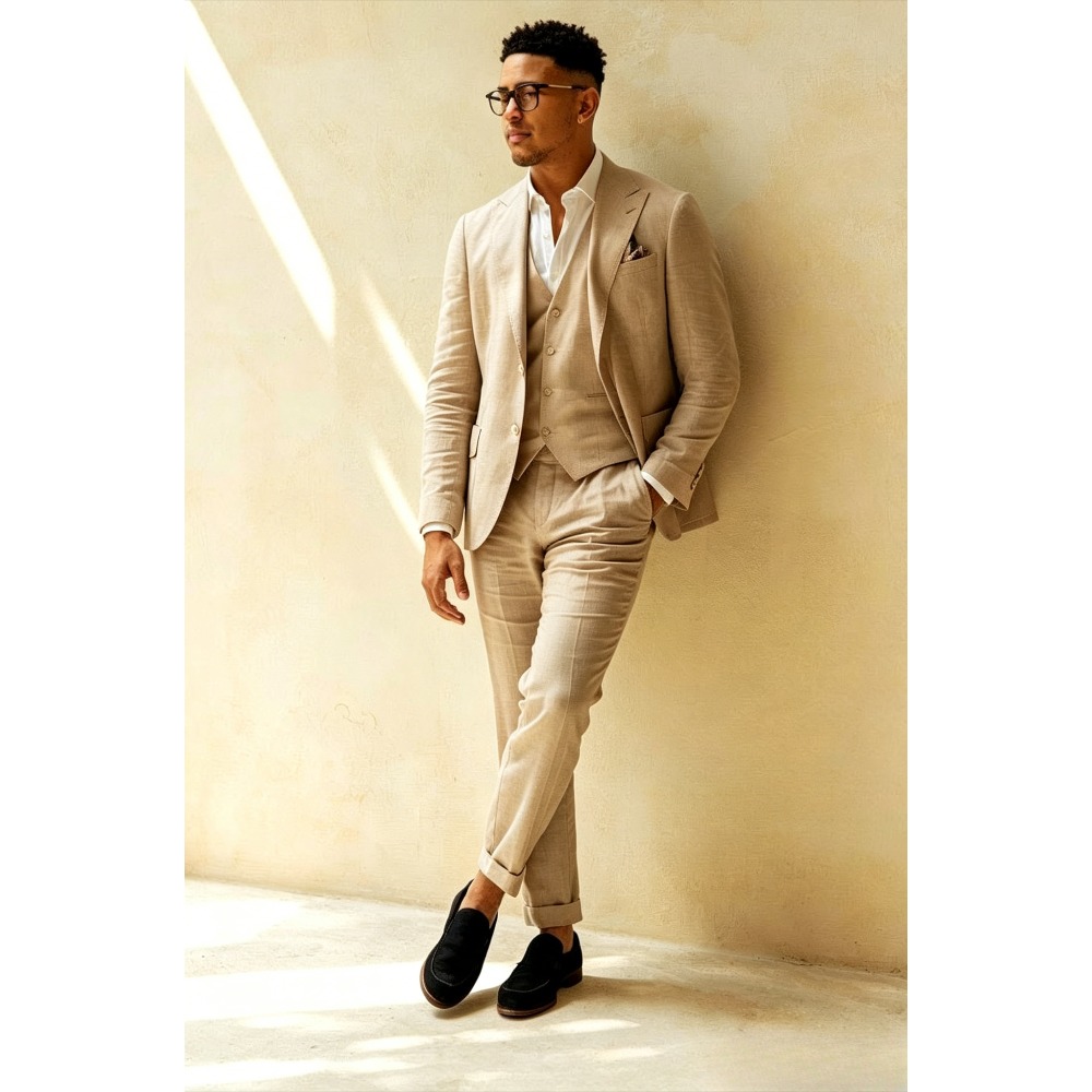 Sage Green Linen Wedding Suits - Men Formal Wear Green ulasan dan harga