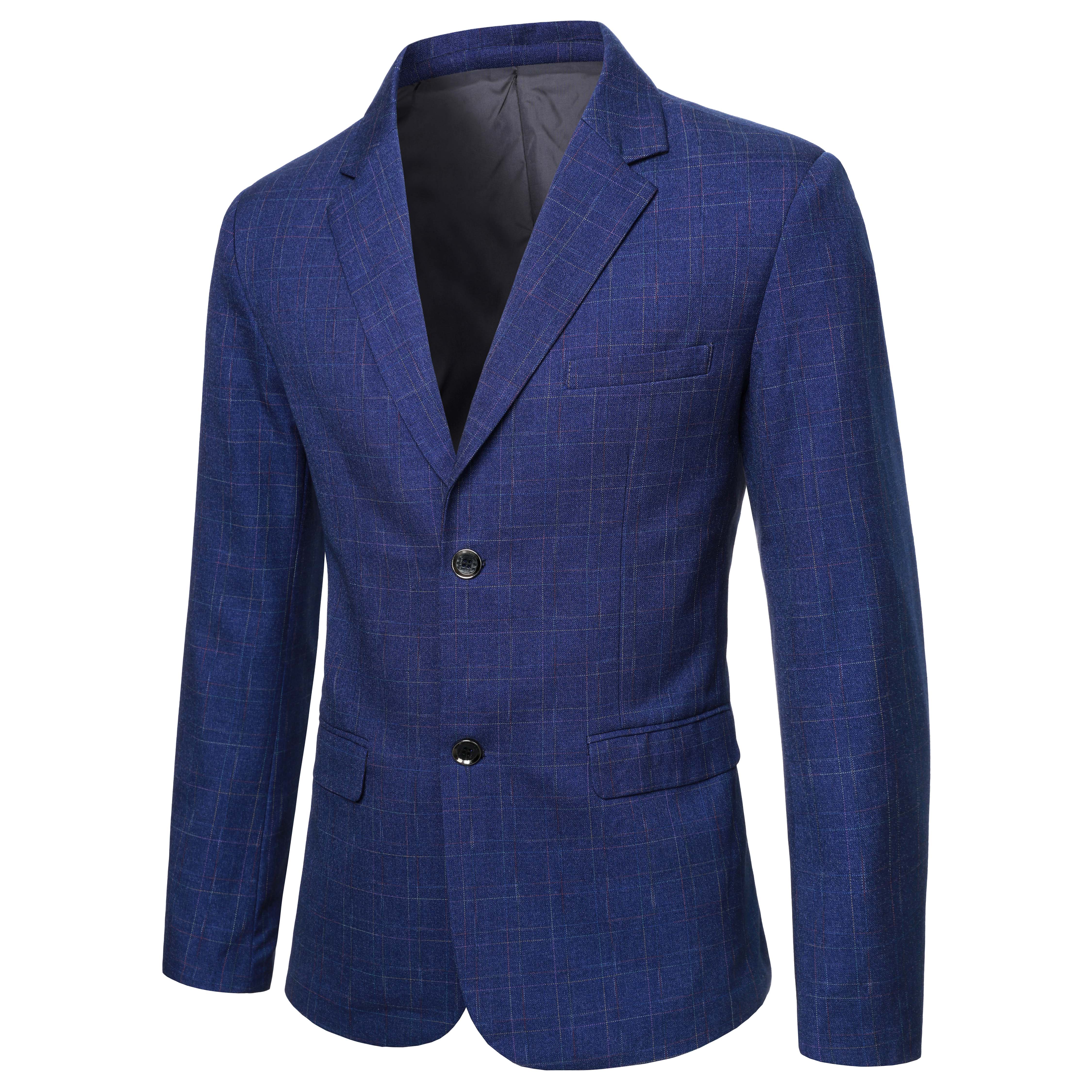 New Spring Men Blue Plaid Blaz - Men Formal Wear With Coat ulasan dan harga