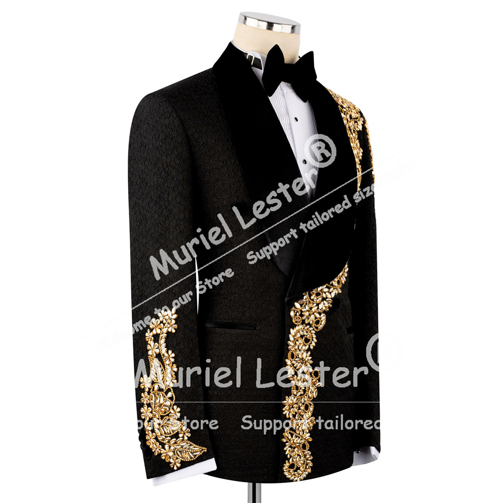 Luxury Suits Men Jacquard Bead - Men Formal Wear With Blazer ulasan dan harga
