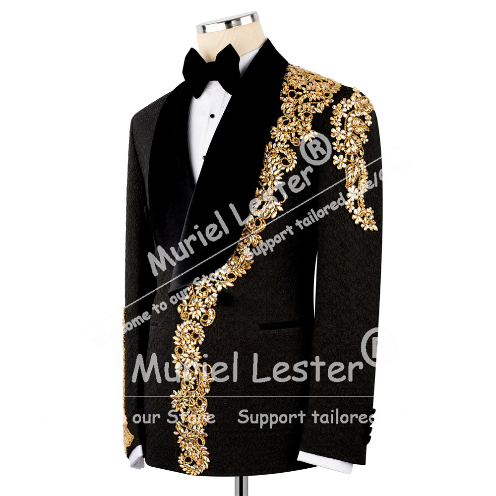 Luxury Suits Men Jacquard Bead - Men Formal Wear With Blazer ulasan dan harga