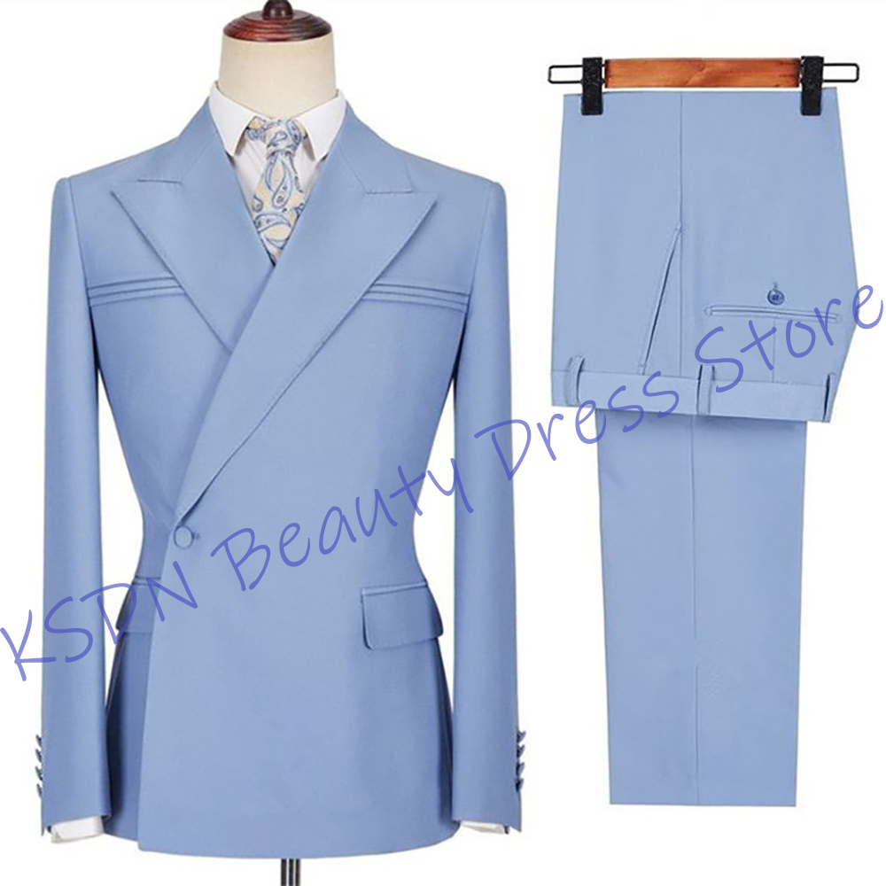 Elegant Men's Sky Blue Suit Sl - Men'S Formal Evening Wear ulasan dan harga