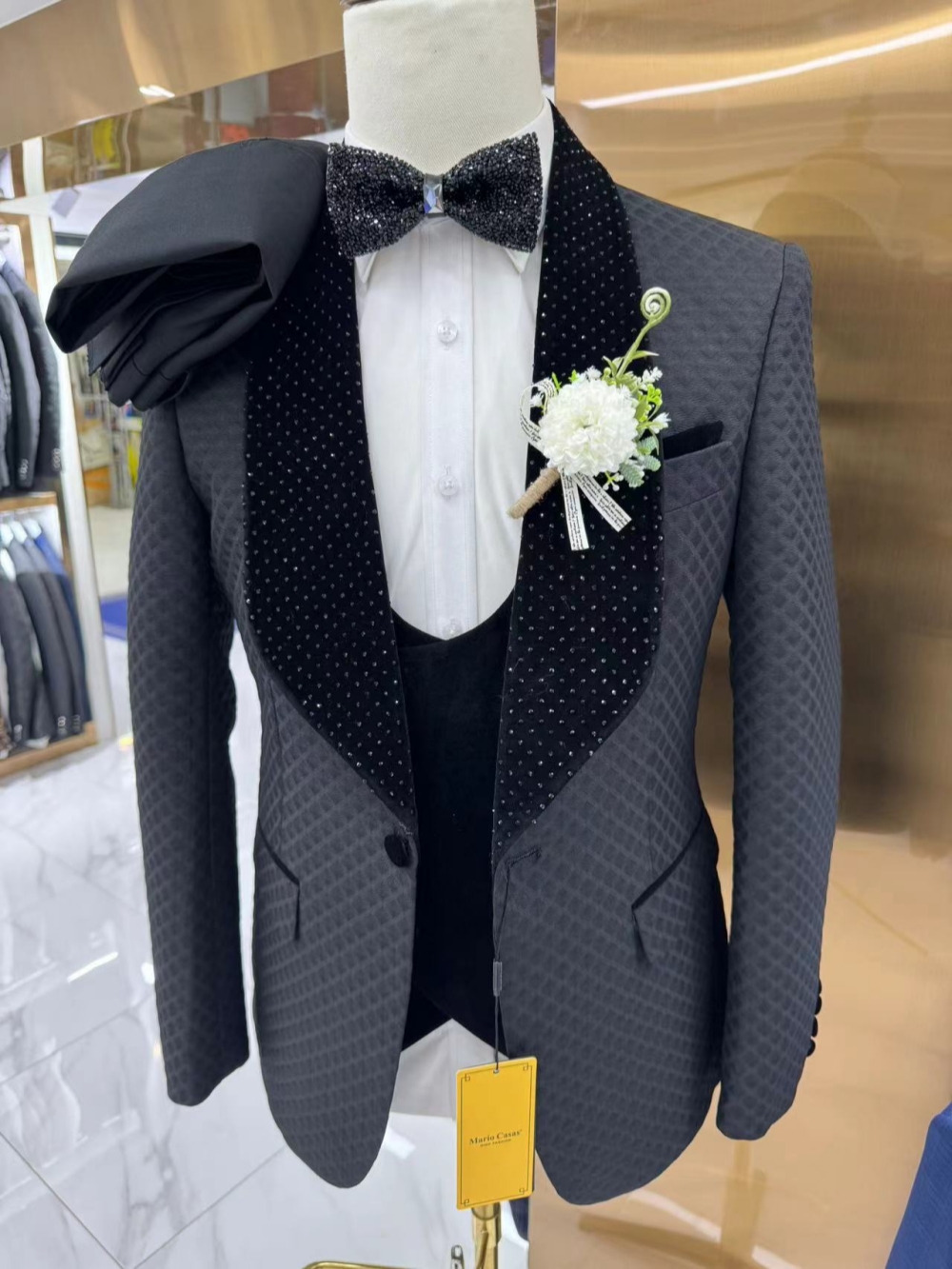 New Luxurious Beaded Tuxedo 3  - Men Formal Wear With Blazer ulasan dan harga