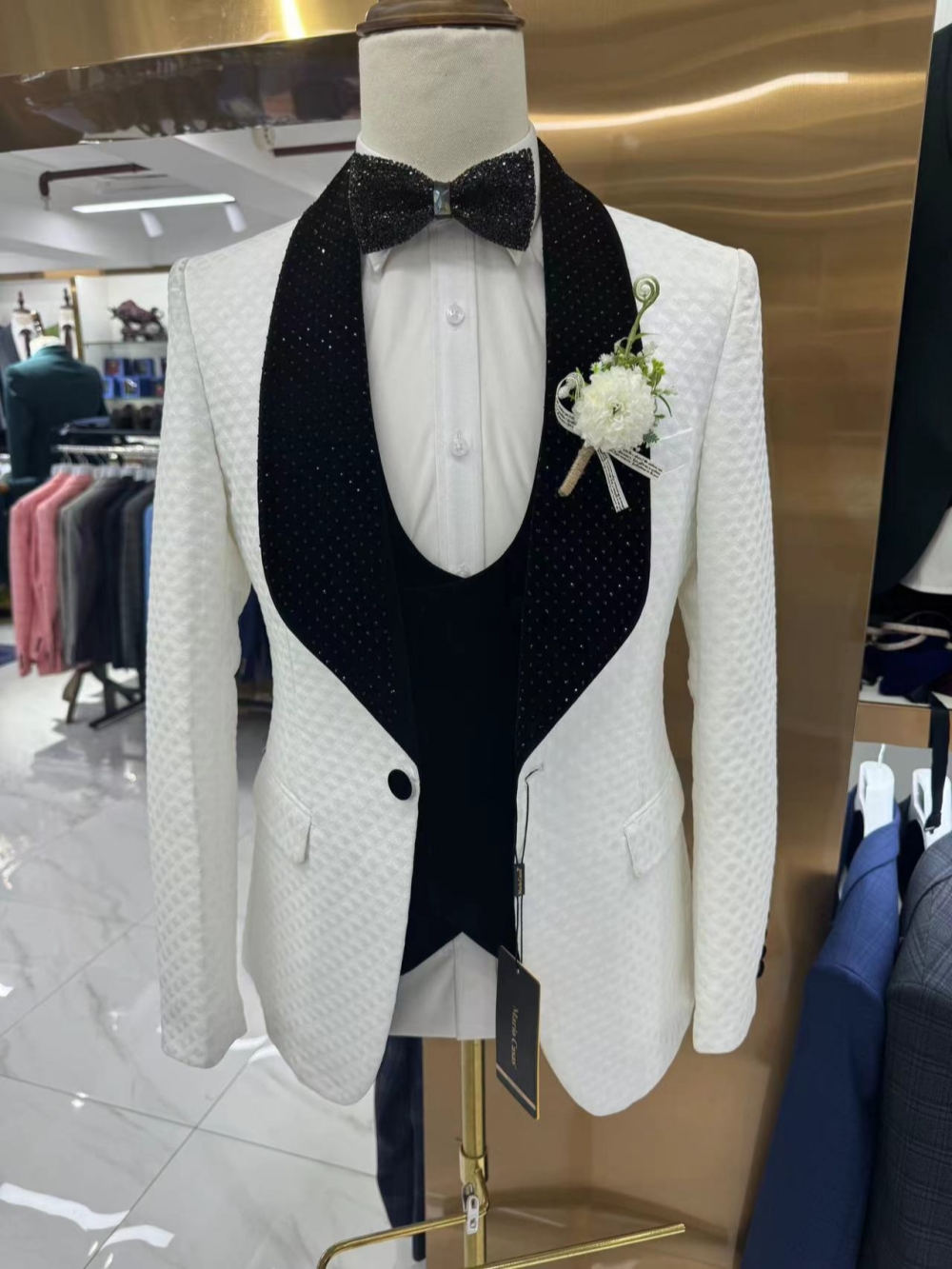 New Luxurious Beaded Tuxedo 3  - Men Formal Wear With Blazer ulasan dan harga