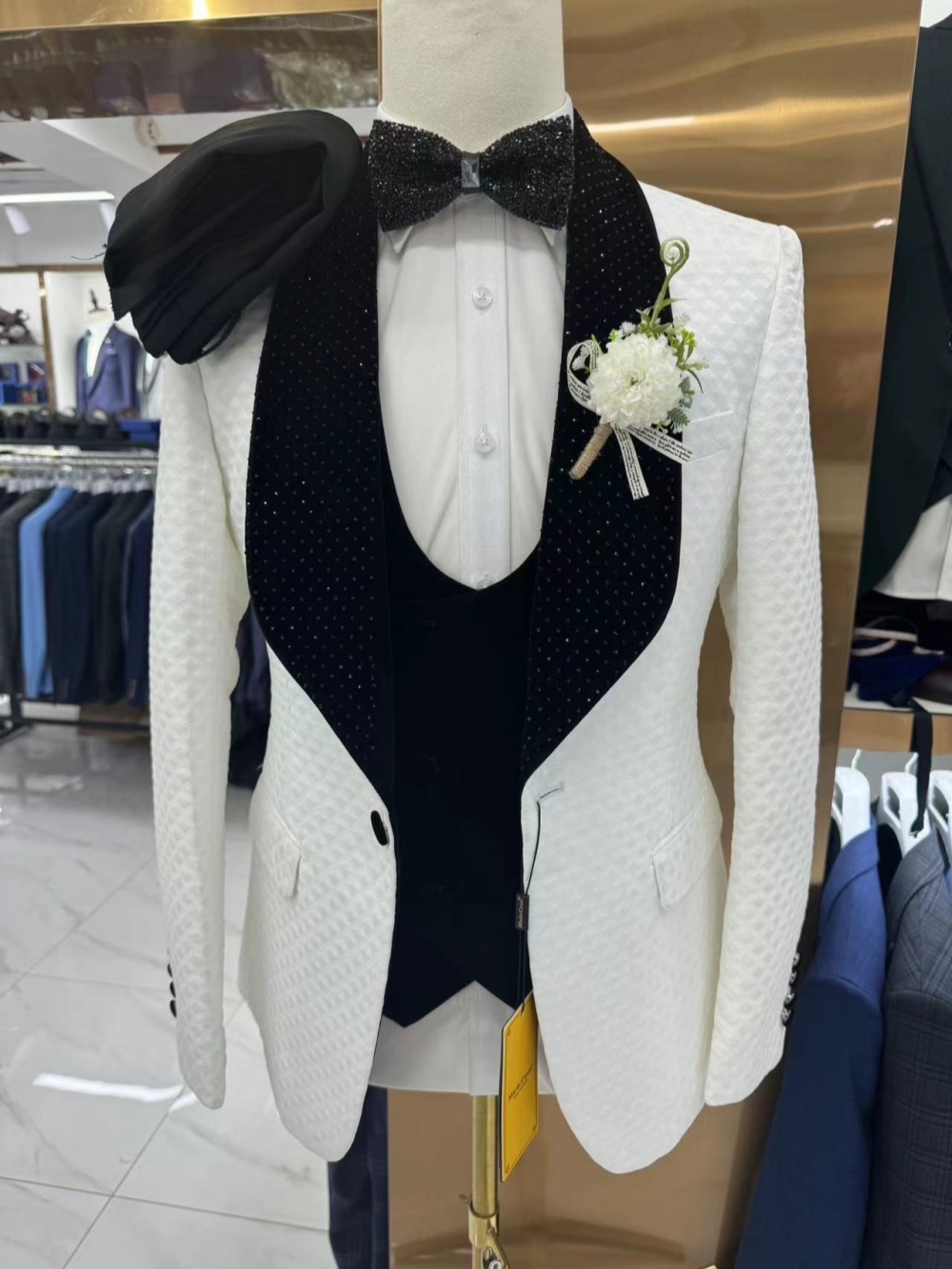 New Luxurious Beaded Tuxedo 3  - Men Formal Wear With Blazer ulasan dan harga