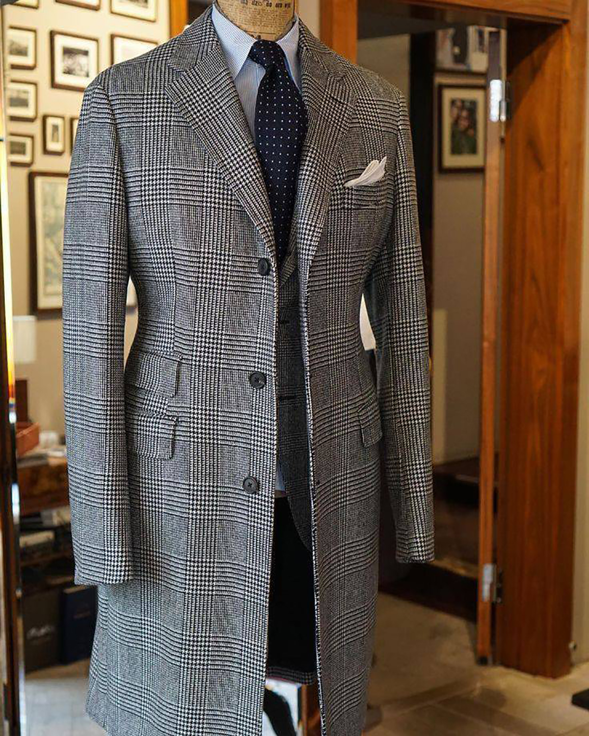 Plaid Woolen Overcoat Jacket F - Men Formal Wear With Coat ulasan dan harga