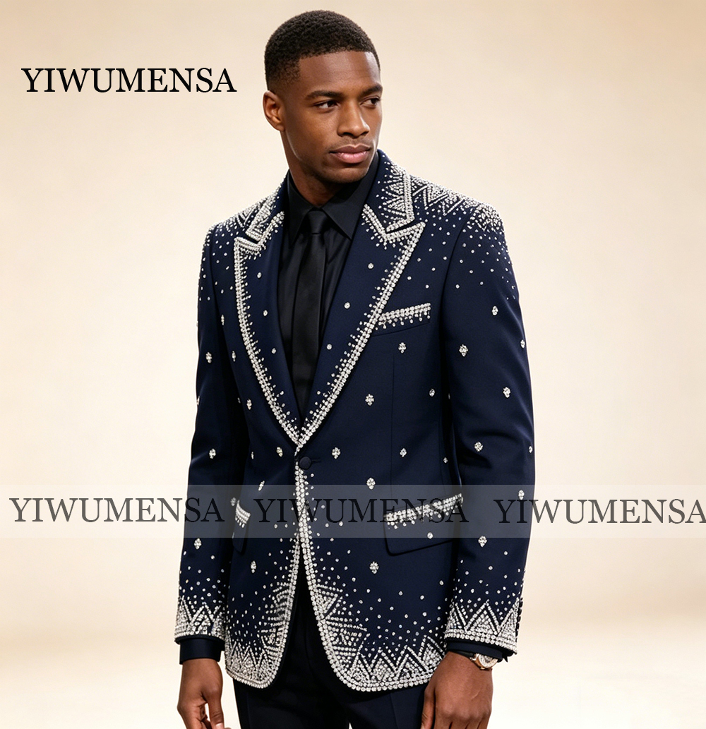 Brilliant Rhinestone Men Suit  - Men Formal Wear With Blazer ulasan dan harga
