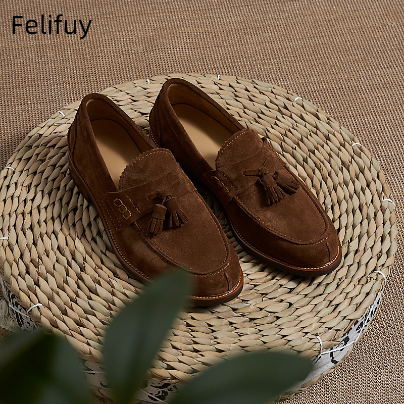 New Brown Men Flat Loafers Cow - Men Formal Party Wear Dress ulasan dan harga