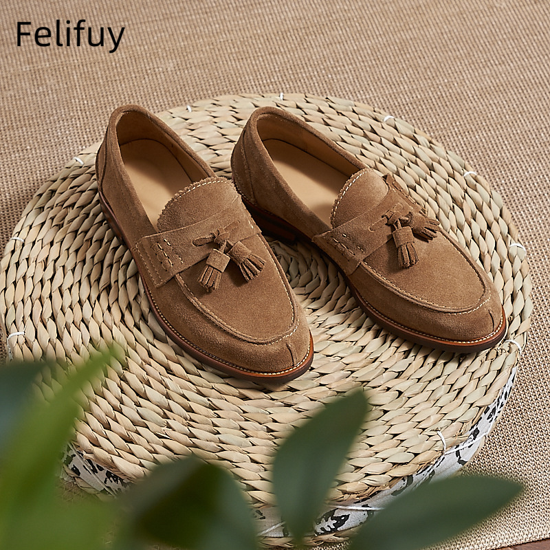 New Brown Men Flat Loafers Cow - Men Formal Party Wear Dress ulasan dan harga