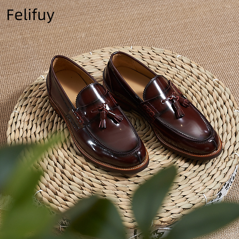 New Brown Men Flat Loafers Cow - Men Formal Party Wear Dress ulasan dan harga