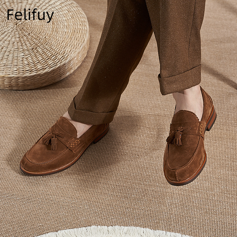 New Brown Men Flat Loafers Cow - Men Formal Party Wear Dress ulasan dan harga