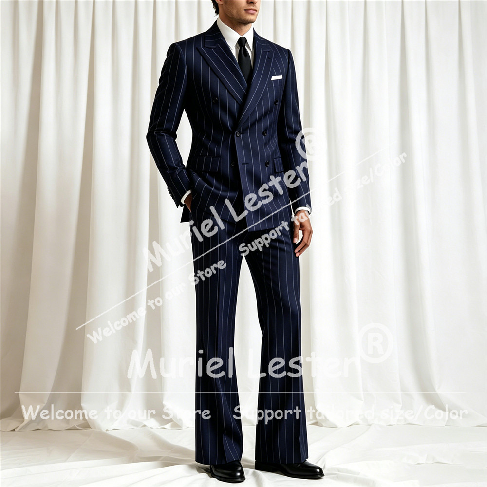 Elegant Stripes Suit Men 2 Pie - Men Formal Wear With Blazer ulasan dan harga