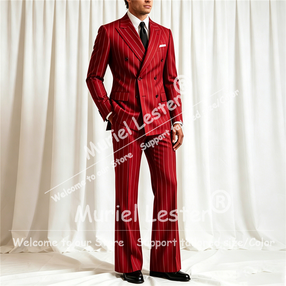 Elegant Stripes Suit Men 2 Pie - Men Formal Wear With Blazer ulasan dan harga