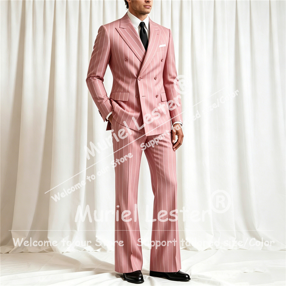 Elegant Stripes Suit Men 2 Pie - Men Formal Wear With Blazer ulasan dan harga