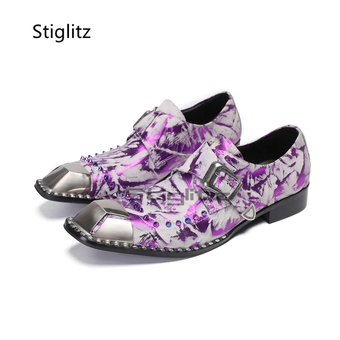 Purple Prints Genuine Leather  - Men Formal Party Wear Dress ulasan dan harga