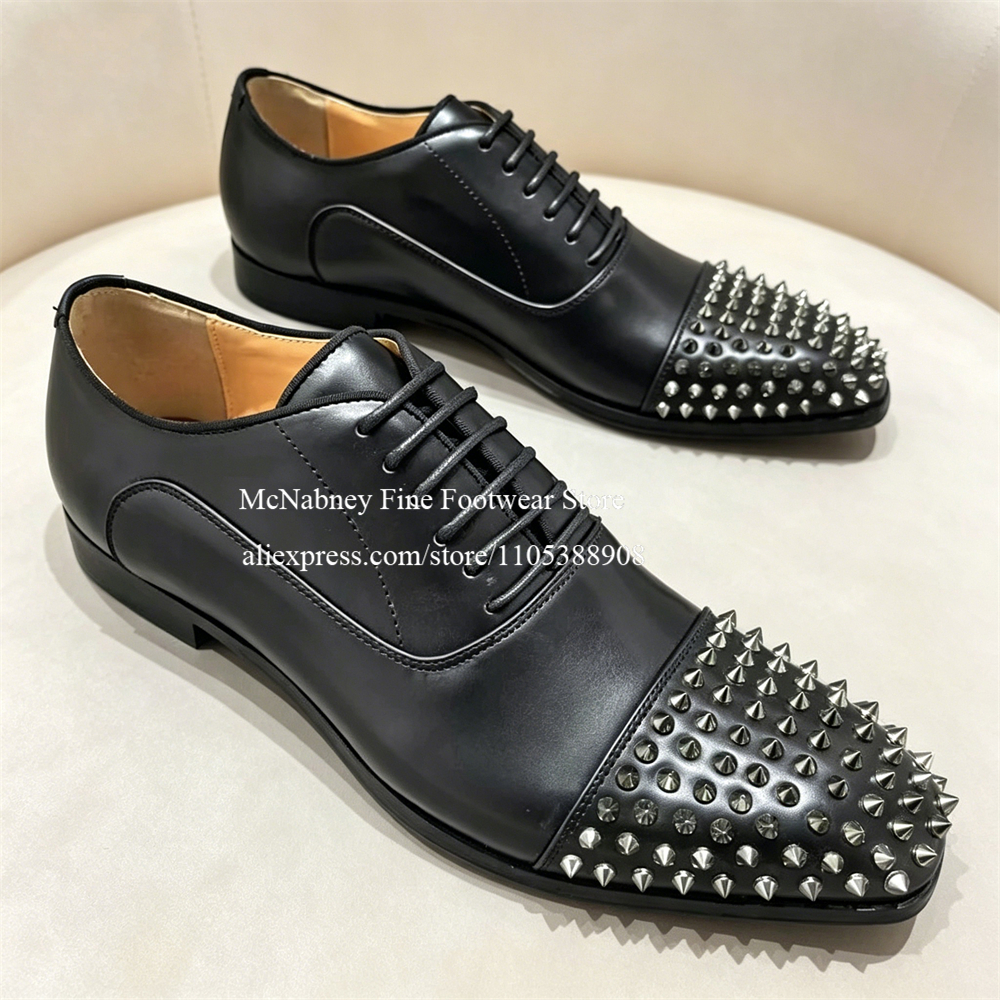 Spike Studs Leather Dress Shoe - Men Formal Party Wear Dress ulasan dan harga