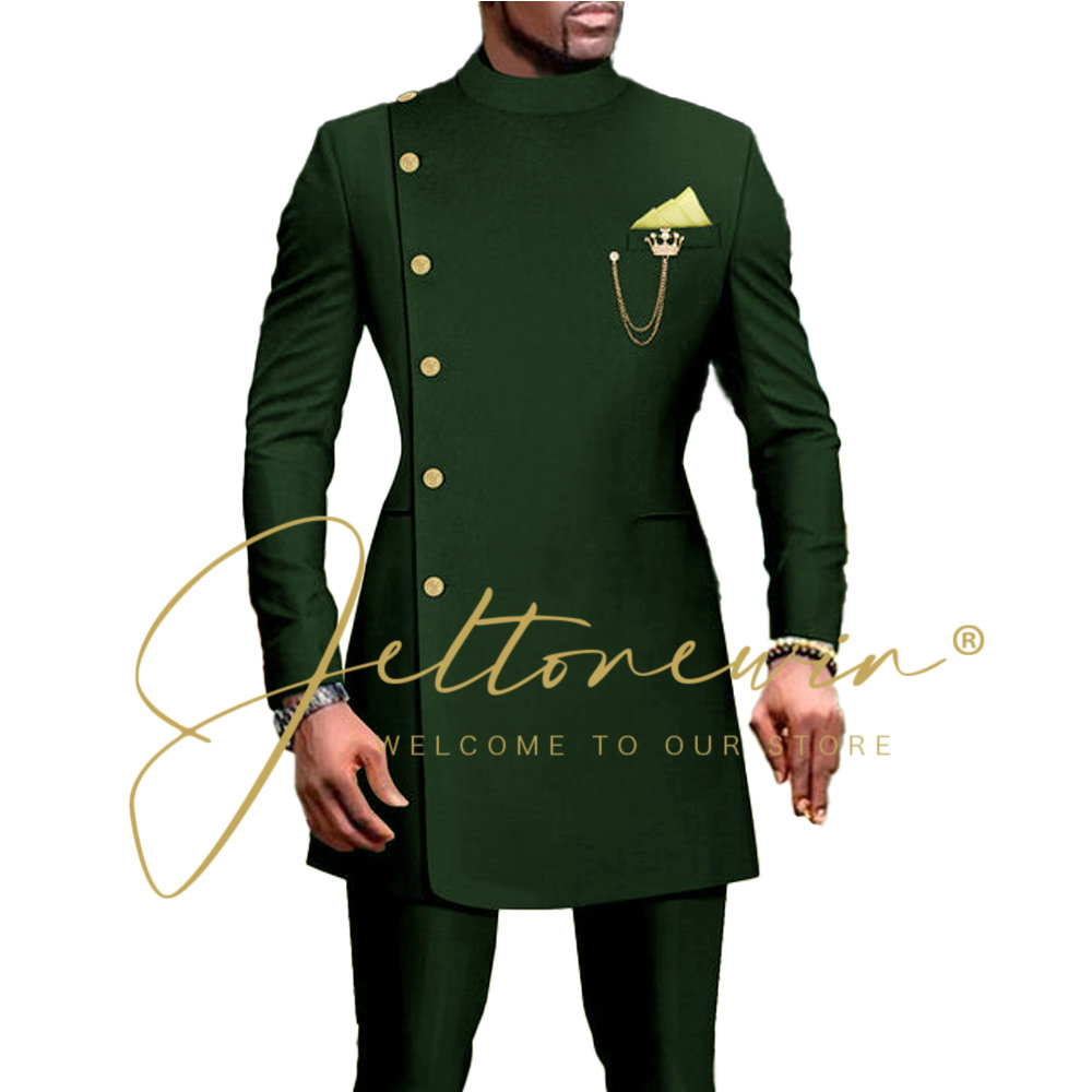 Dark Green Suit For Men Double - Men Formal Wear Green ulasan dan harga