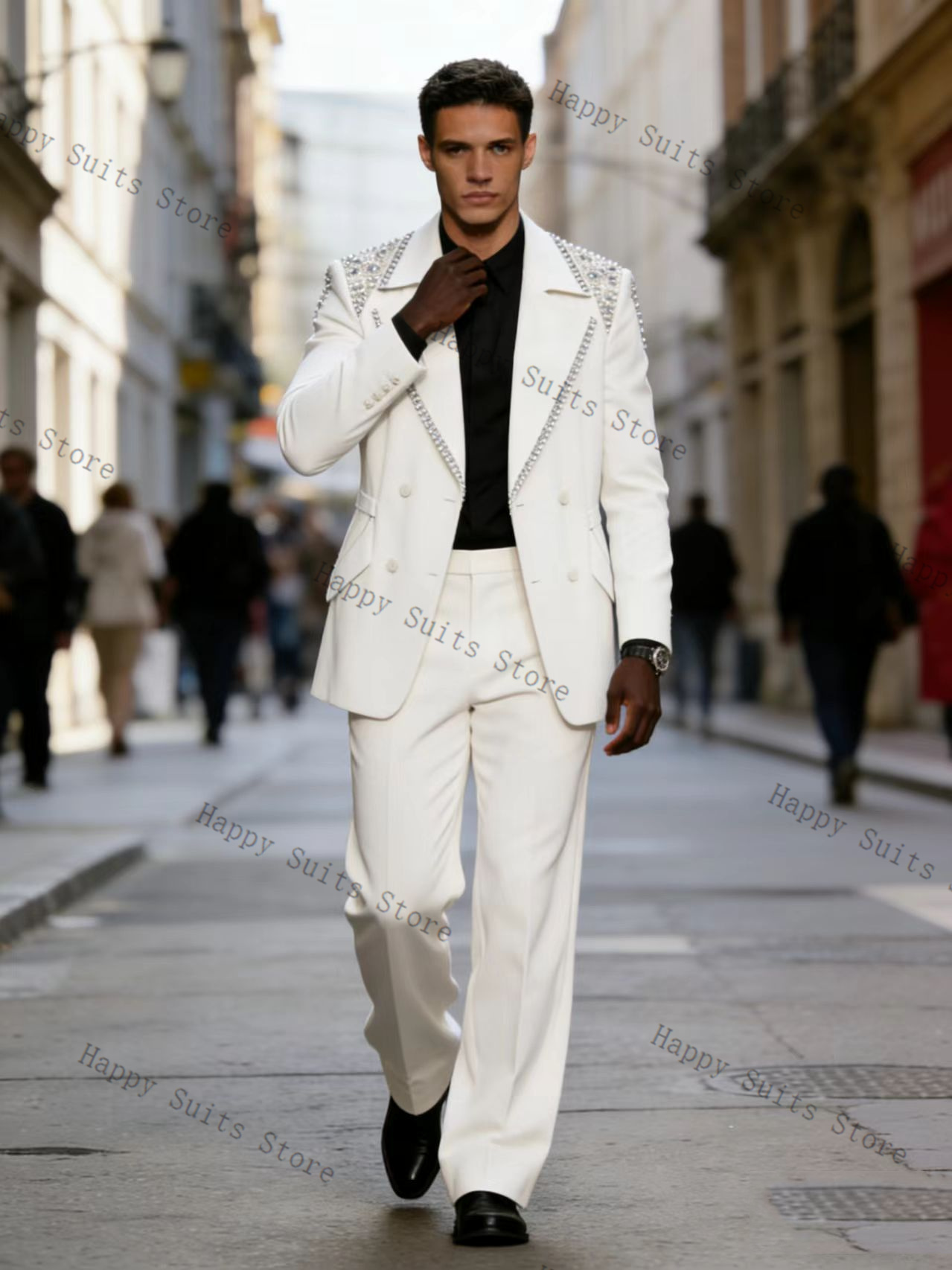 Crystals Men Suit Set 2 Pcs Gr - Men Formal Wear With Coat ulasan dan harga