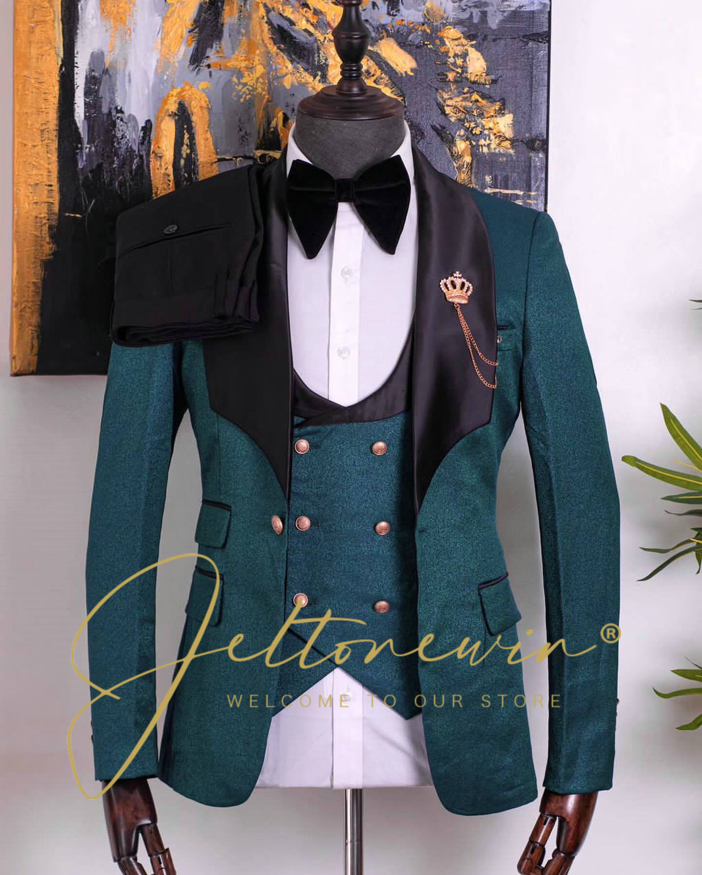 Men's Green Three Piece Tuxedo - Men Formal Wear Green ulasan dan harga