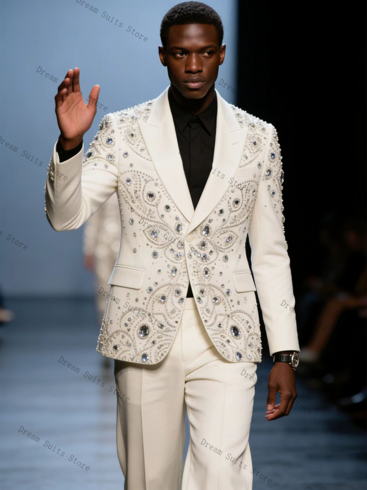 Luxury Crystals Men Suit Set 2 - Men Formal Wear With Coat ulasan dan harga