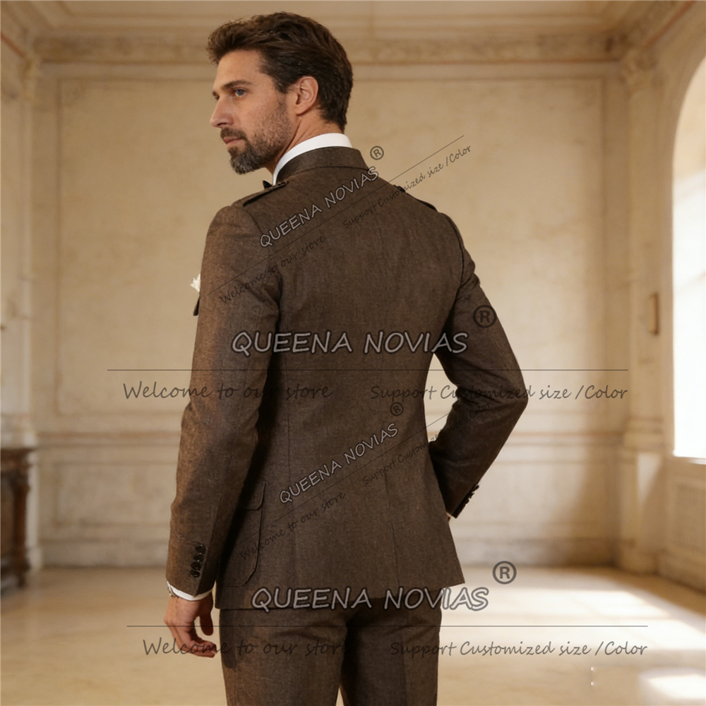 Classic Brown Suits Men Safari - Men Formal Wear With Blazer ulasan dan harga