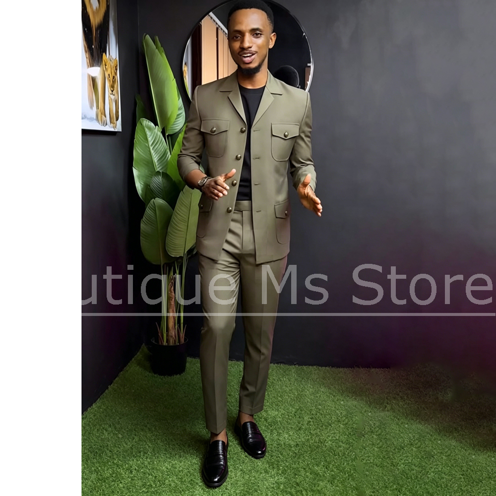 Men Safari Suit Two Piece Set  - Men Formal Wear With Blazer ulasan dan harga