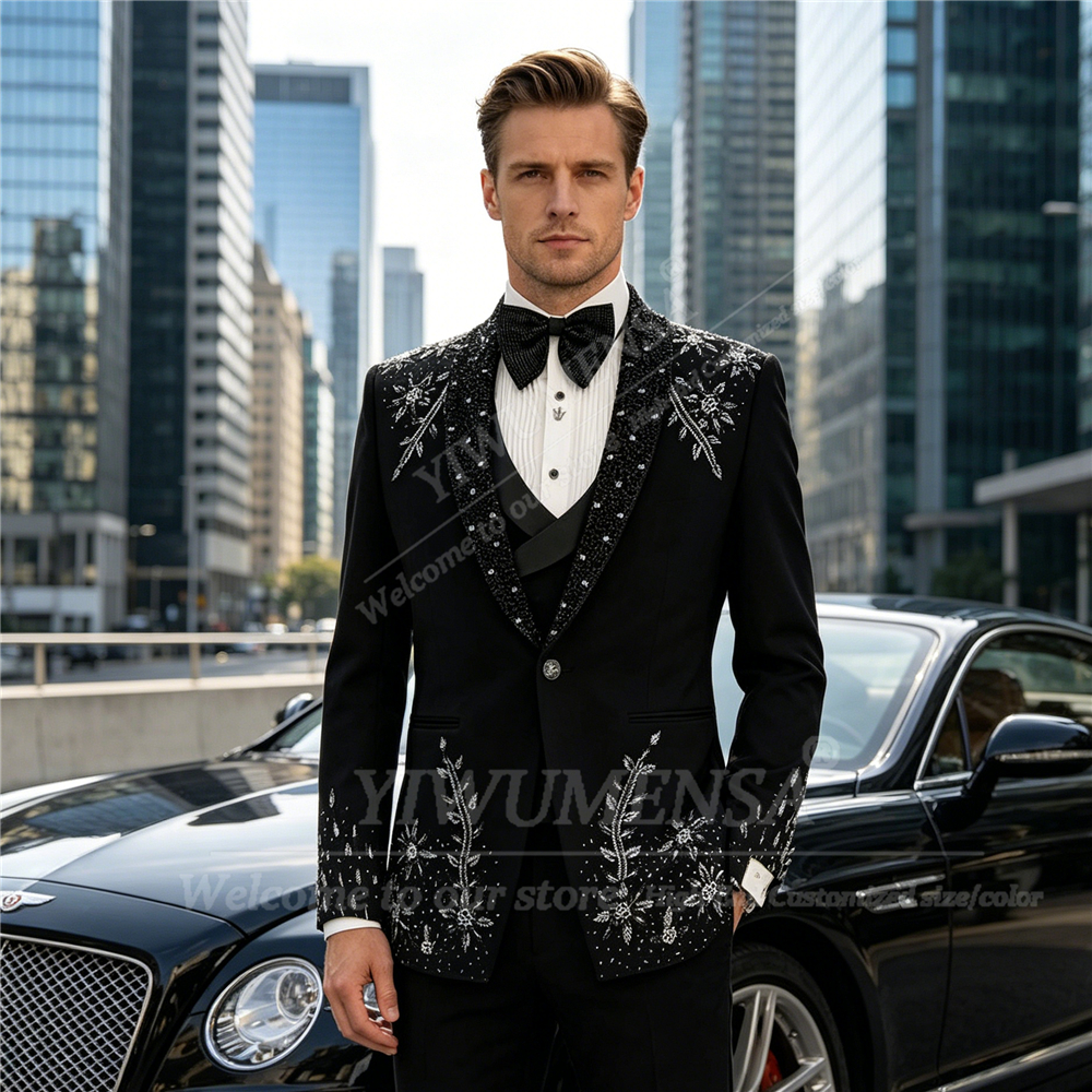 Brilliant Crystals Beading Sui - Men Formal Wear With Blazer ulasan dan harga