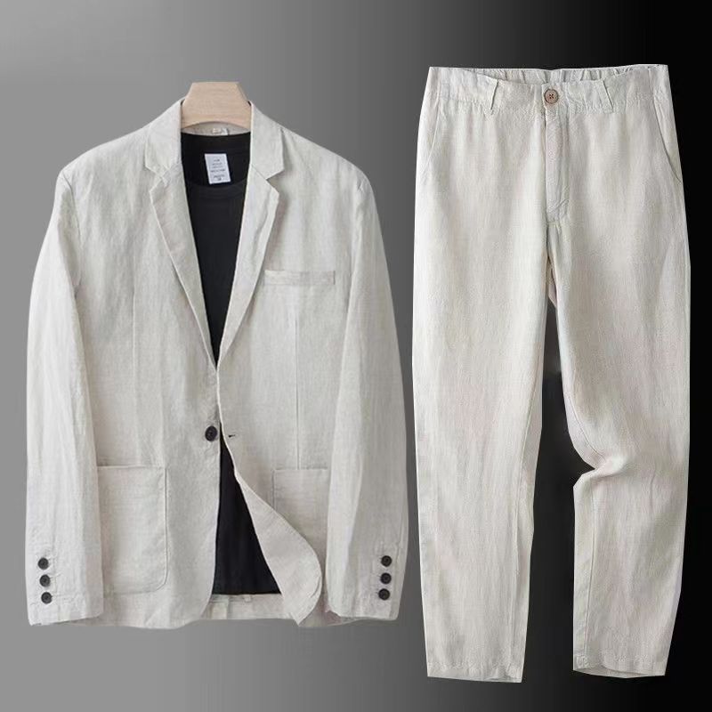 Spring Autumn Fashion Men Line - Slim Fit Suit Set ulasan dan harga