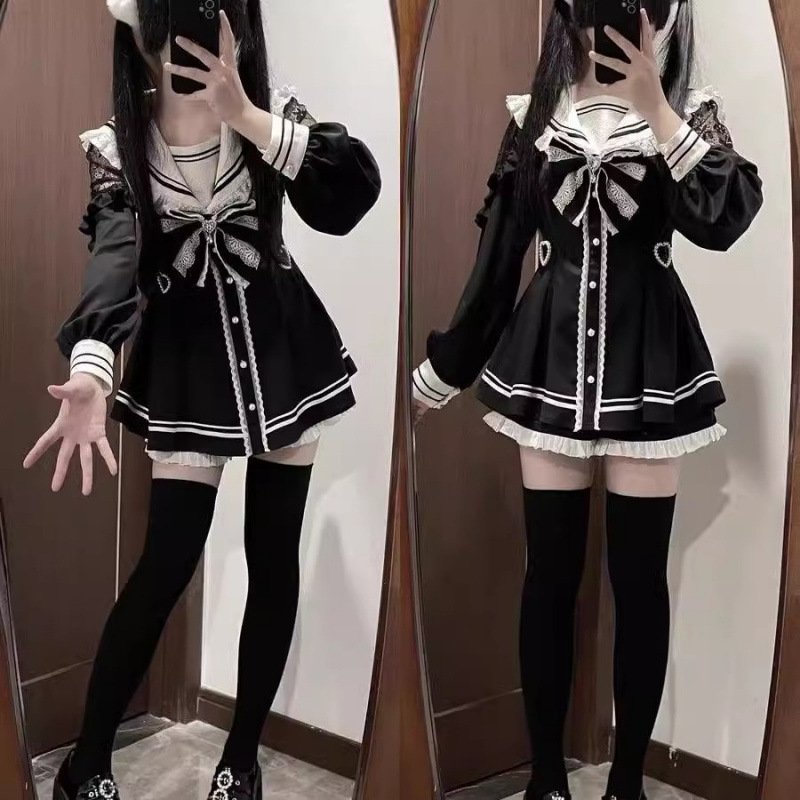 Jirai Kei Sailor Black Dress L - Slim Fit Suit Set ulasan dan harga