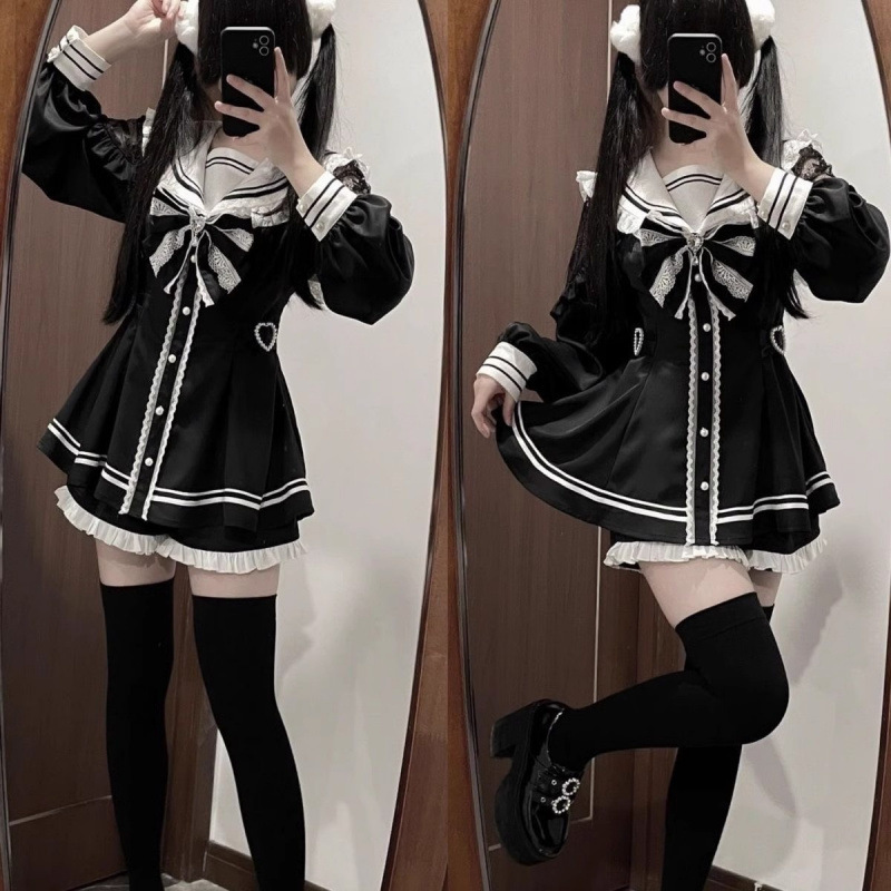 Jirai Kei Sailor Black Dress L - Slim Fit Suit Set ulasan dan harga