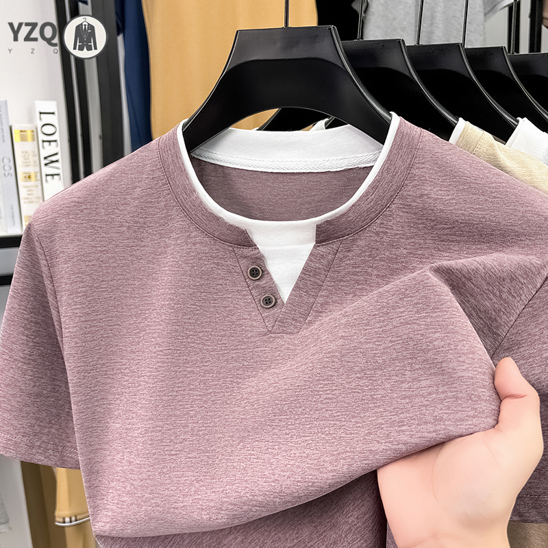 Mens Short Sleeve T Shirt Henl - Slim Fit Suit Set ulasan dan harga