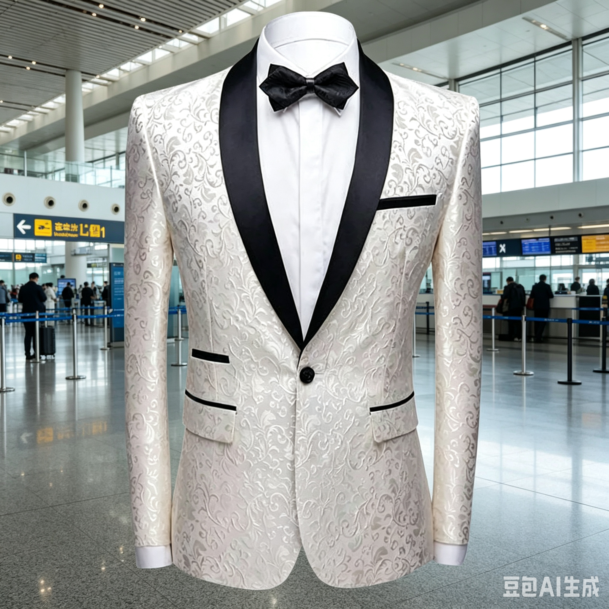 White Jacquard Wedding Men Sui - Men Formal Wear With Coat ulasan dan harga