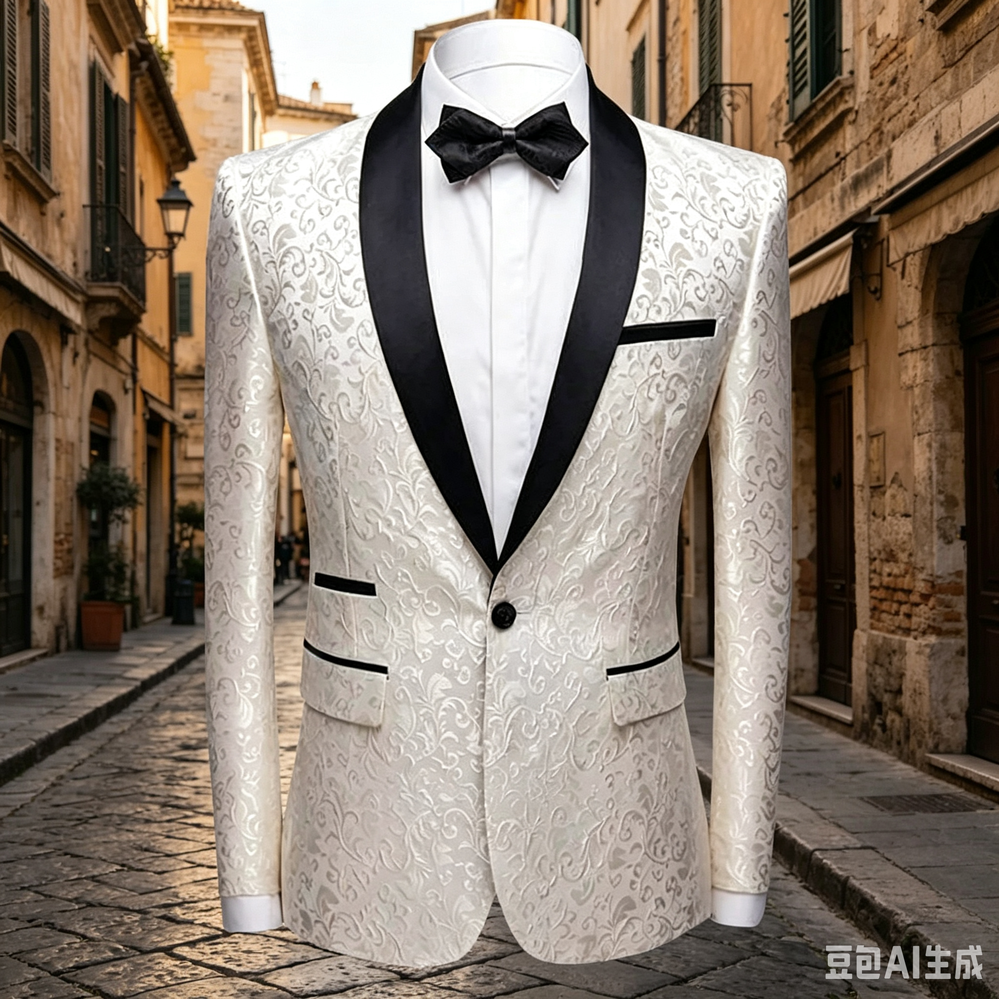 White Jacquard Wedding Men Sui - Men Formal Wear With Coat ulasan dan harga